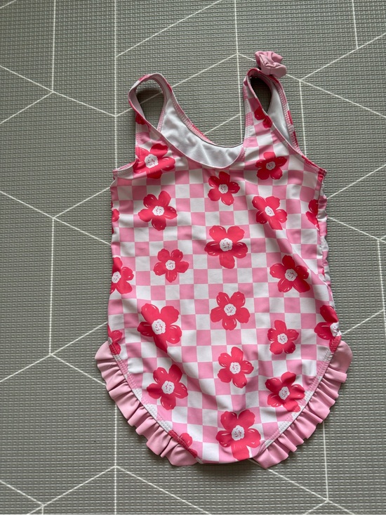 Small shop Other - Small shop|Big girl swimsuit,Pink Floral Checkerboard One-Piece Swimsuit,boho•7